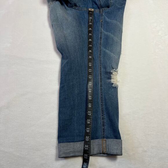 Forever 21 Mid Rise Distressed Cropped Straight Leg Jeans Size 16 Cuffed Hem - Picture 10 of 10